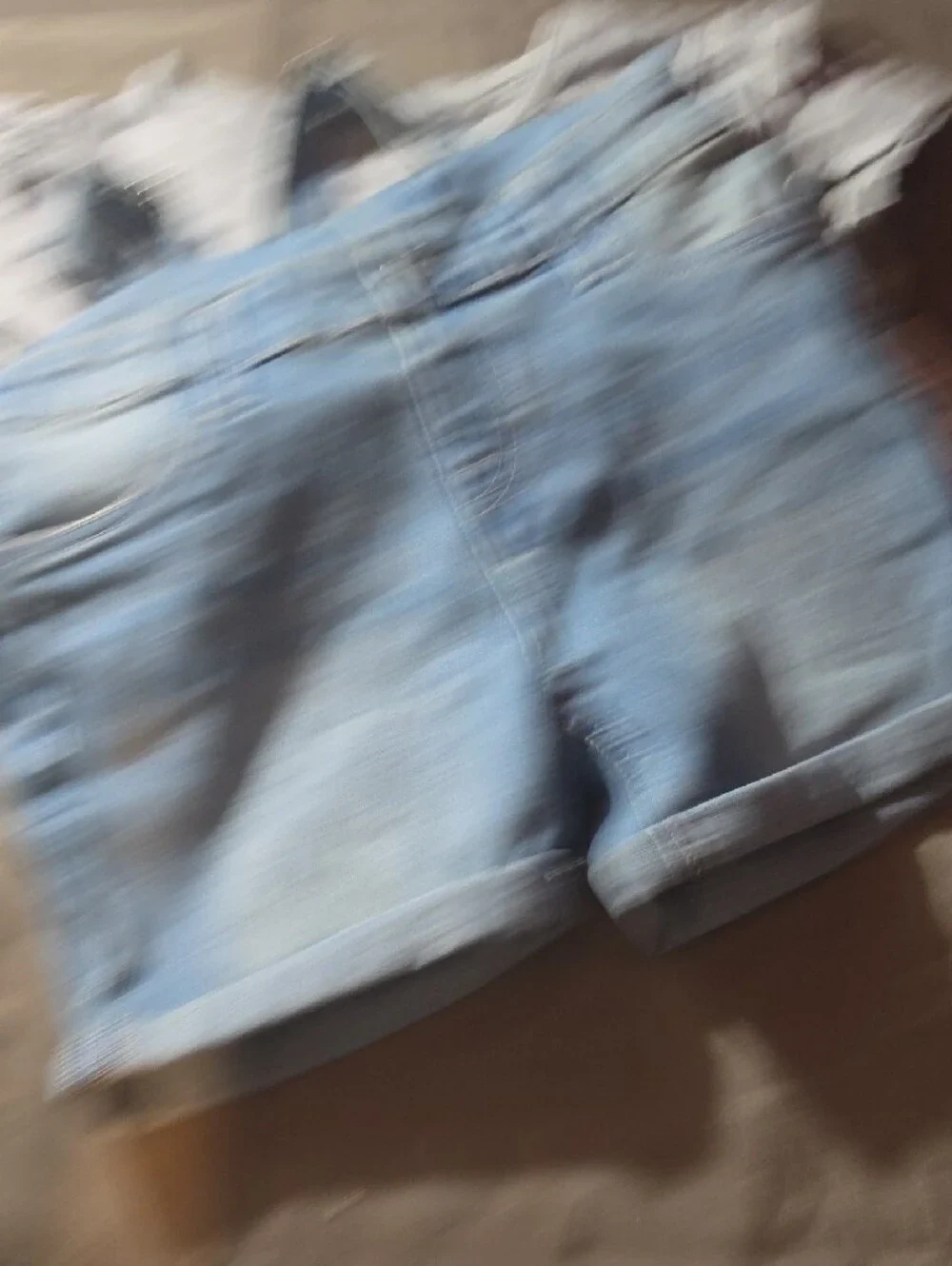 Vigoss Light Blue Denim Short Overalls with Heart Button